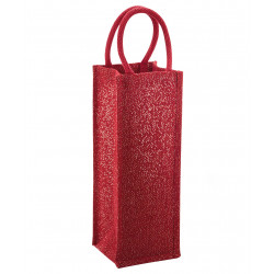 Red Shimmer Jute Bottle Bags