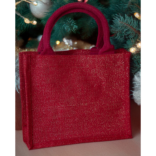 Mini Red Shimmer Jute Bags