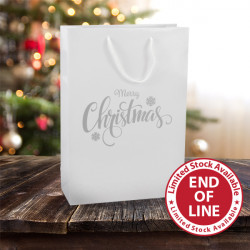 250mm White Laminated Merry Christmas Gift Bags