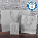 115mm Silver Matt Laminated Paper Carrier Bags