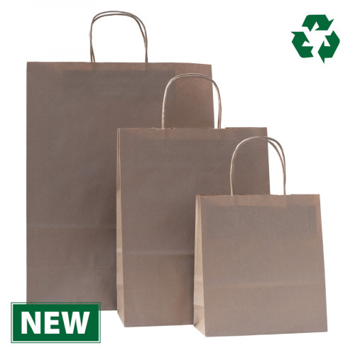 320mm Brown Eco Recycled Twisted Handle Paper Carrier Bags