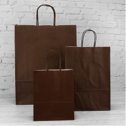 320mm Chocolate Twisted Handle Paper Carrier Bags