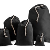 black cotton drawstring bag