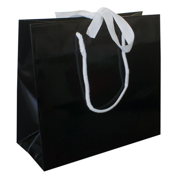 Large Black Ribbon Tie Laminated Carrier Bags